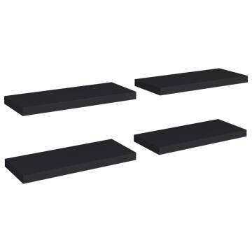 Stylish Floating Wall Shelves - Set of 4 in Black - HipoMarket