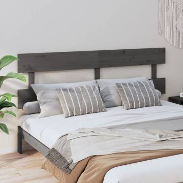 Stylish Grey Bed Headboard - Solid Pine Wood - 204x3x81 cm