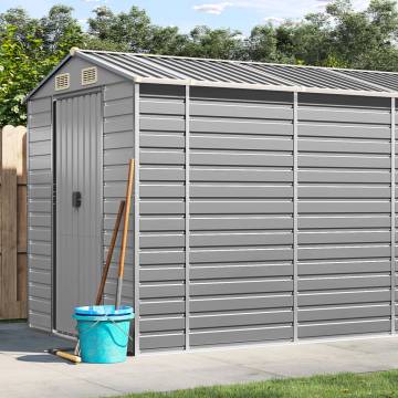 Light Grey Garden Shed - 191x810x198 cm Galvanised Steel