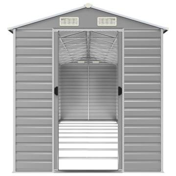 Light Grey Garden Shed - 191x810x198 cm Galvanised Steel