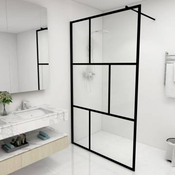 Elegant Walk-in Shower Wall with Black Tempered Glass 115x195 cm