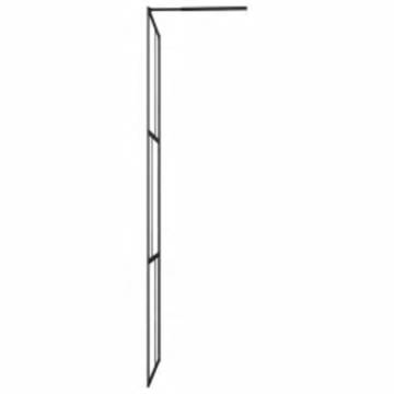 Elegant Walk-in Shower Wall with Black Tempered Glass 115x195 cm