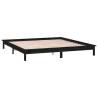 LED Bed Frame Black - 135x190 cm Double Solid Wood | HipoMarket