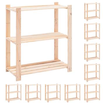 3-Tier Storage Racks - Durable Pinewood, 150 kg Capacity