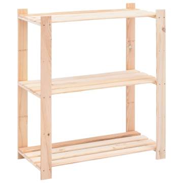 3-Tier Storage Racks - Durable Pinewood, 150 kg Capacity