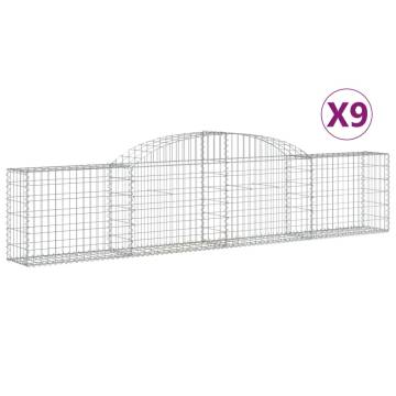 Arched Gabion Baskets 9 pcs - Durable Galvanised Iron Garden Walls