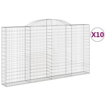 Arched Gabion Baskets - 10 pcs Galvanised Iron 300x30x160/180 cm