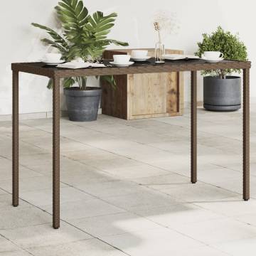 Stylish Garden Table with Glass Top - 115x54x74 cm Brown