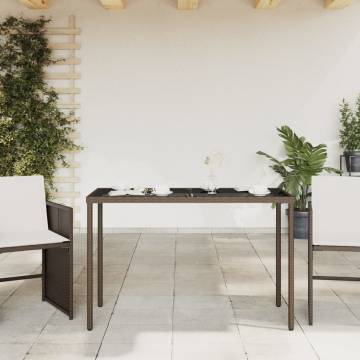 Stylish Garden Table with Glass Top - 115x54x74 cm Brown