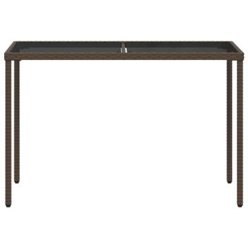 Stylish Garden Table with Glass Top - 115x54x74 cm Brown