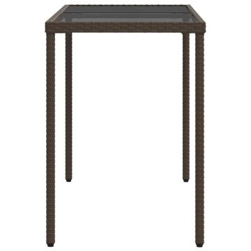 Stylish Garden Table with Glass Top - 115x54x74 cm Brown