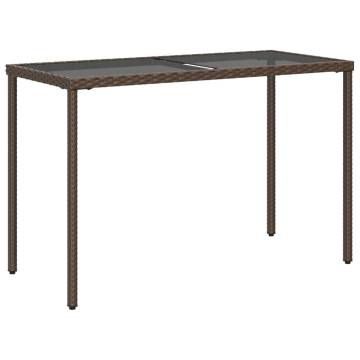 Stylish Garden Table with Glass Top - 115x54x74 cm Brown