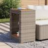 Garden Side Table with Wooden Top - Grey 60x40x75 cm