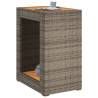 Garden Side Table with Wooden Top - Grey 60x40x75 cm