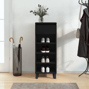 Elegant Black Shoe Cabinet - 40x36x105 cm | HipoMarket UK