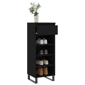 Elegant Black Shoe Cabinet - 40x36x105 cm | HipoMarket UK