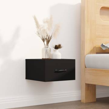 Wall-mounted Bedside Cabinet Black - Space-Saving Design