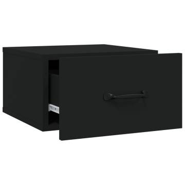 Wall-mounted Bedside Cabinet Black - Space-Saving Design