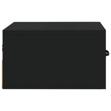 Wall-mounted Bedside Cabinet Black - Space-Saving Design