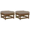 Garden Footstools with Cushions - 2pcs Honey Brown Solid Wood