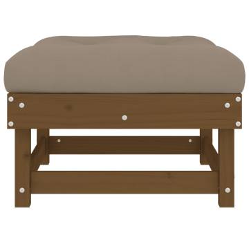 Garden Footstools with Cushions - 2pcs Honey Brown Solid Wood