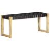 Bench 110 cm Black Real Leather and Solid Mango Wood Colour black Size 110 x 35 x 45 cm 