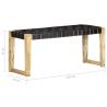 Black Real Leather & Mango Wood Bench - 110 cm | Hipomarket