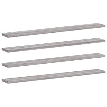 4 Pcs Grey Sonoma Wall Shelves - Durable & Stylish Storage