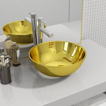 Elegant Gold Ceramic Wash Basin - 28x10 cm for Stylish Bathrooms