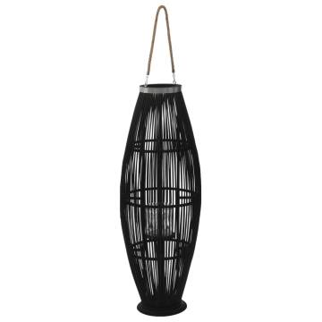 Hanging Candle Lantern Holder Bamboo Black 95 cm - Hipomarket