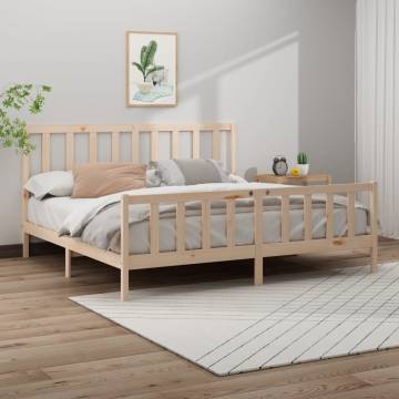 Solid Wood Pine Bed Frame 200x200 cm | Stylish & Sturdy