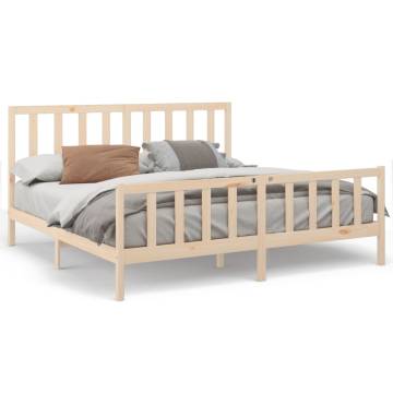 Solid Wood Pine Bed Frame 200x200 cm | Stylish & Sturdy