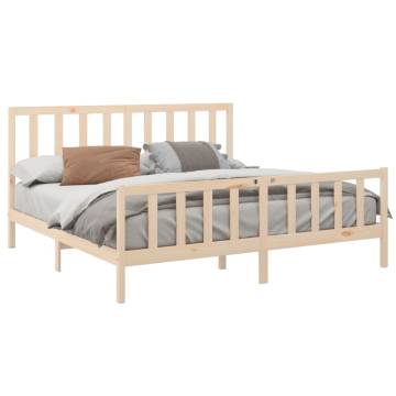 Solid Wood Pine Bed Frame 200x200 cm | Stylish & Sturdy