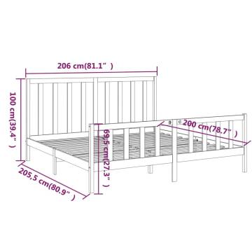 Solid Wood Pine Bed Frame 200x200 cm | Stylish & Sturdy