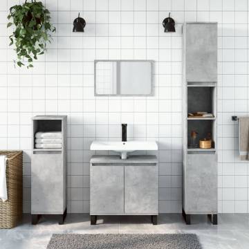 Bathroom Cabinet Concrete Grey - Engineered Wood 30x30x190 cm