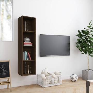 Stylish Brown Oak Book Cabinet/TV Cabinet - 143x30x36cm