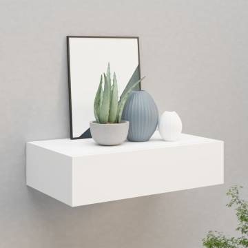 Elegant Wall-Mounted Drawer Shelf - White MDF 40x23.5x10 cm