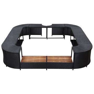 Square Spa Surround Black - Stylish Poly Rattan Hot Tub Accessory