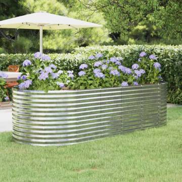 Garden Raised Bed Powder-coated Steel 249x100x68 cm - Silver