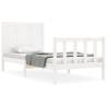 White Bed Frame with Headboard - Solid Wood 100x200 cm