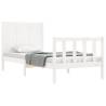 White Bed Frame with Headboard - Solid Wood 100x200 cm