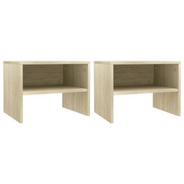 Elegant Sonoma Oak Bedside Cabinets - 2 pcs Set | HipoMarket