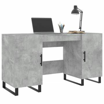 Elegant Concrete Grey Desk | Engineered Wood 140x50x75 cm