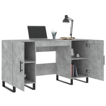 Elegant Concrete Grey Desk | Engineered Wood 140x50x75 cm