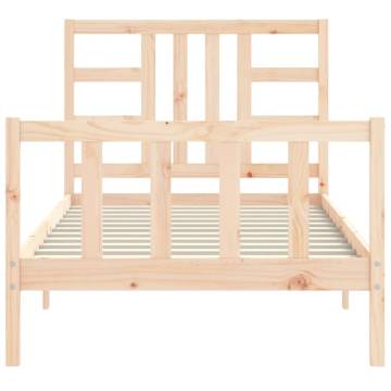 Solid Wood Bed Frame with Headboard - 90x190 cm Single