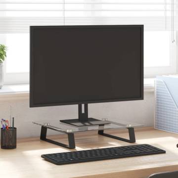 Monitor Stand Black 40x35x8 cm - Tempered Glass & Metal