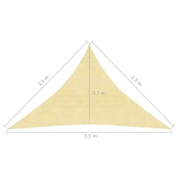 Beige HDPE Sunshade Sail 2.5x2.5x3.5 m - Outdoor Shelter