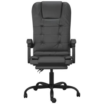 Massage Reclining Office Chair - Black Faux Leather | HipoMarket