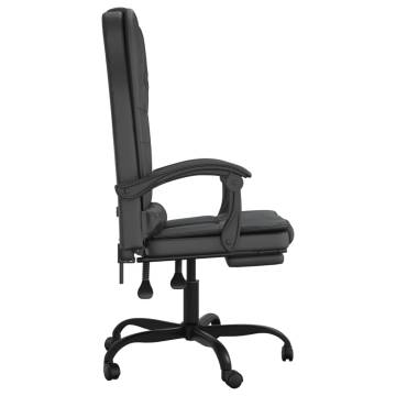 Massage Reclining Office Chair - Black Faux Leather | HipoMarket