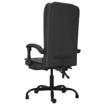 Massage Reclining Office Chair - Black Faux Leather | HipoMarket